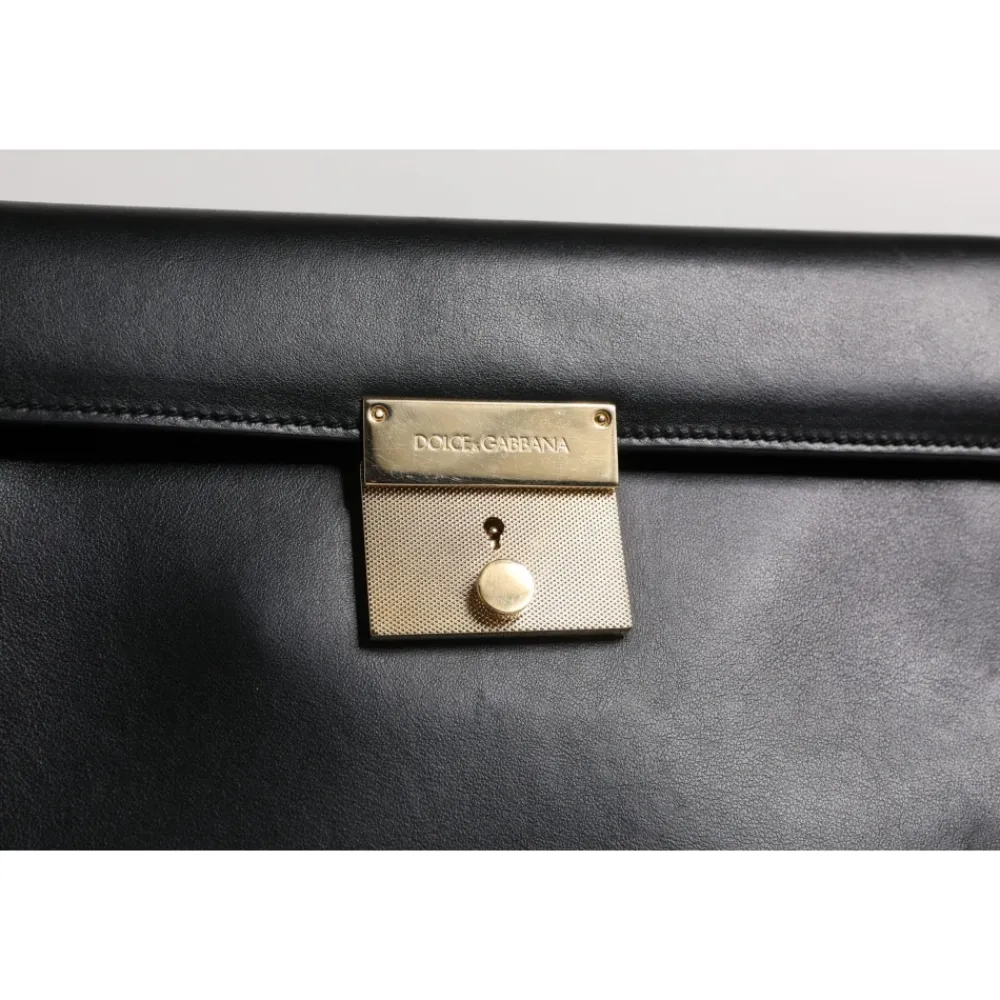 DAMES Dolce & Gabbana Leren Logo Plaque Aktetas