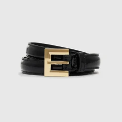 DAMES Anine Bing Riemen^Leren riem in lakleer met gouden gesp