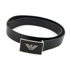 Heren Emporio Armani Leren riem met adelaarsplaat