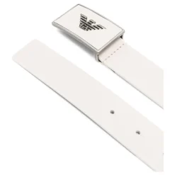 Armani Leren Riem met Logo Gesp