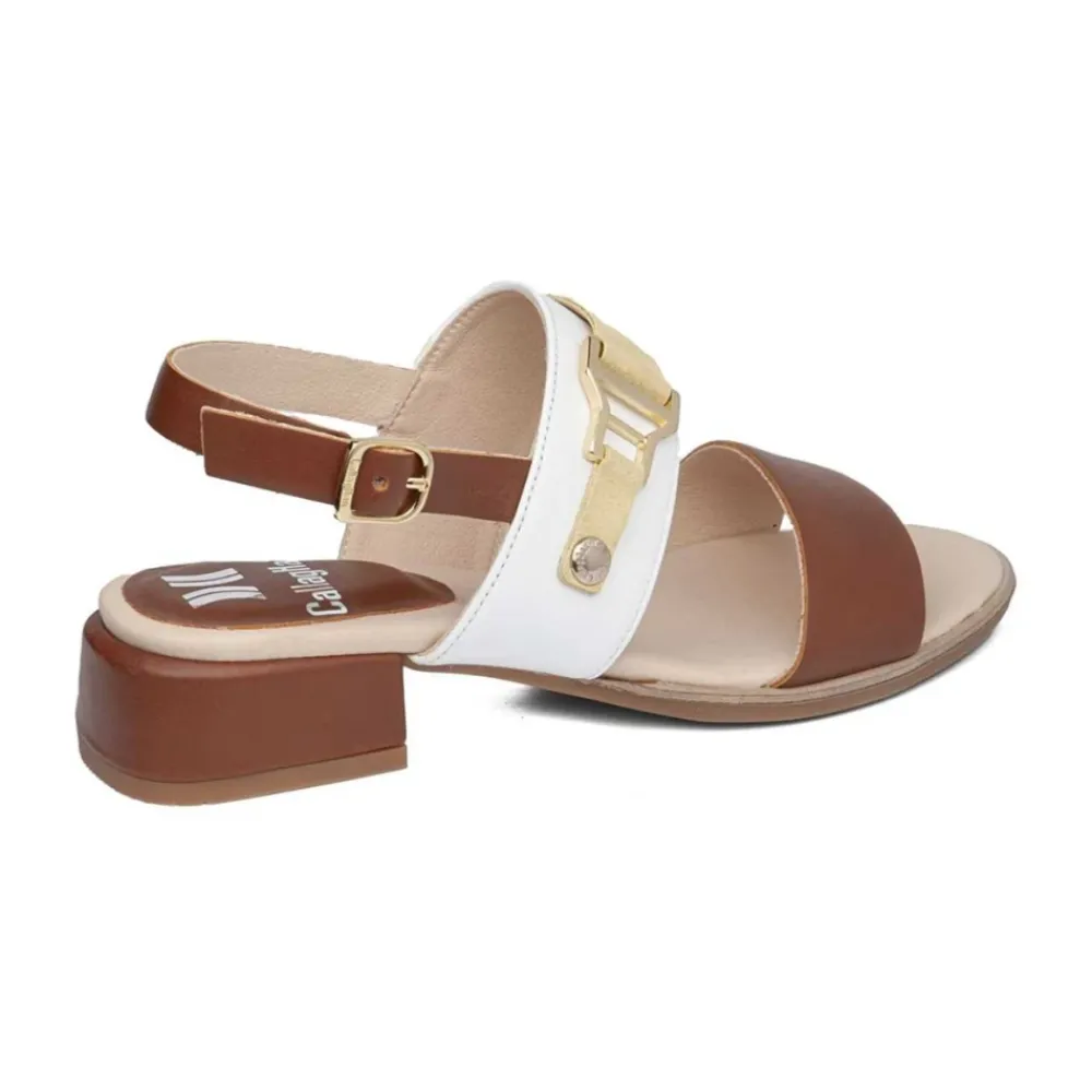 DAMES Callaghan Sandalen^Leren sandaal met gesp en suède band