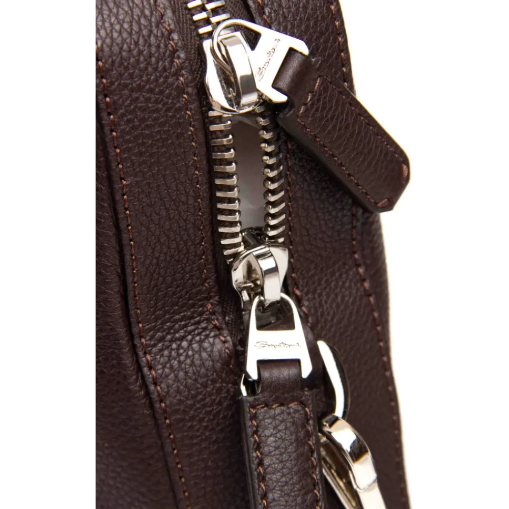 DAMES Santoni Leren Schoudertas Gehamerd