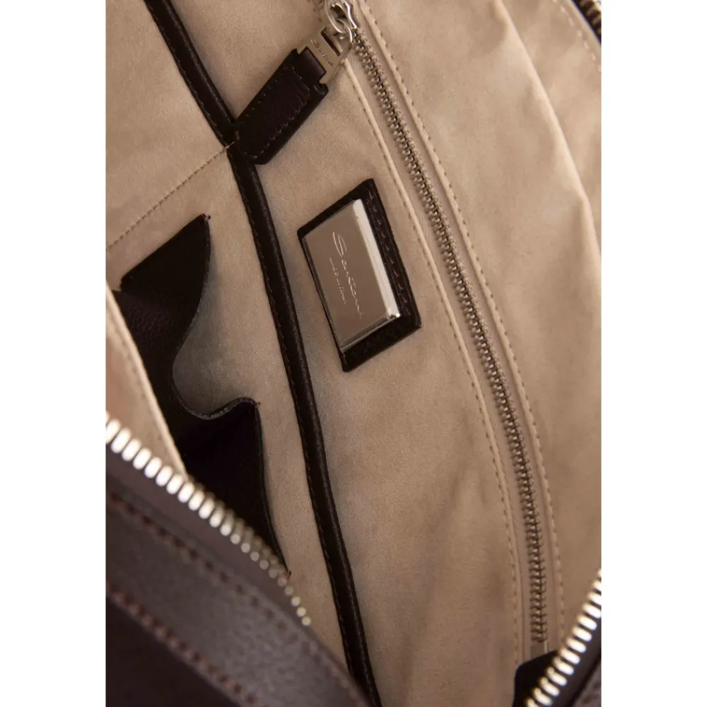 DAMES Santoni Leren Schoudertas Gehamerd