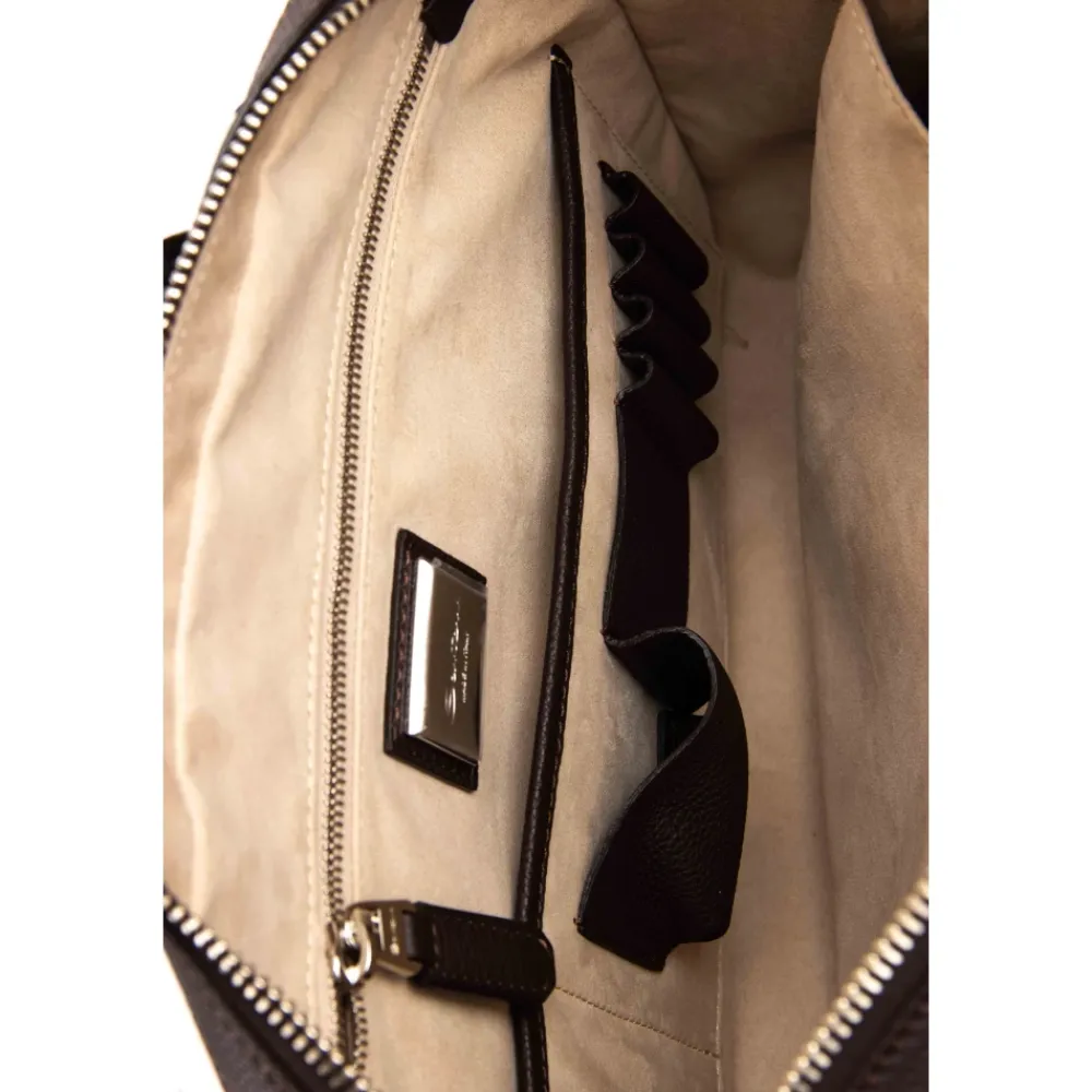 DAMES Santoni Leren Schoudertas Gehamerd