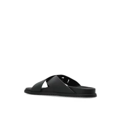 Heren Dolce & Gabbana Slippers^Leren slippers met logo-vormige applicatie