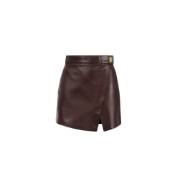 DAMES Elisabetta Franchi Leren Wikkel Mini Rok
