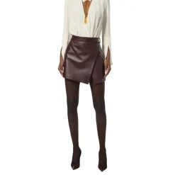 DAMES Elisabetta Franchi Leren Wikkel Mini Rok