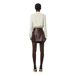 DAMES Elisabetta Franchi Leren Wikkel Mini Rok