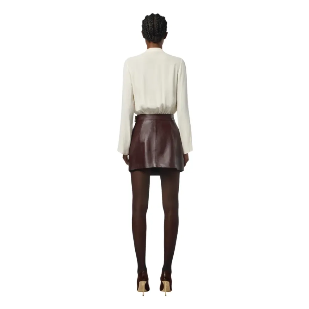 DAMES Elisabetta Franchi Leren Wikkel Mini Rok