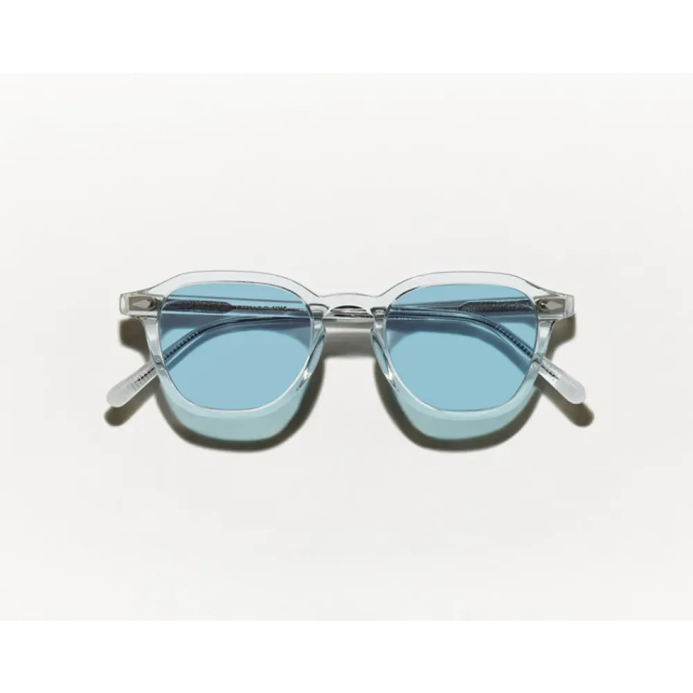 Heren Moscot Lichtgrijze Zonnebril met Blauwe Lenzen