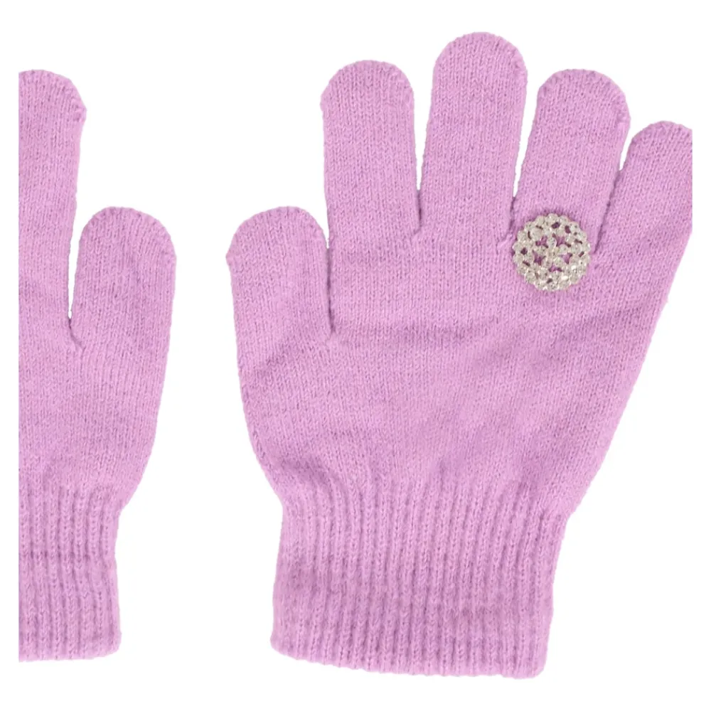 Molo Lila Strass Detail Geribbelde Handschoenen