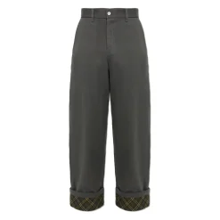 Heren Burberry Broeken^Logo Geborduurd Broek met Omgeslagen Zoom