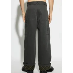 Heren Burberry Broeken^Logo Geborduurd Broek met Omgeslagen Zoom