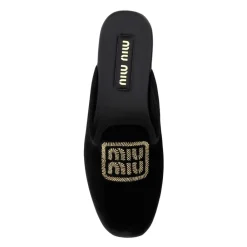DAMES Miu Miu Loafers^Logo Geborduurd Slip-On Muiltjes