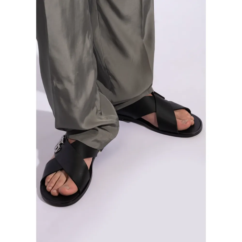 Heren Dolce & Gabbana Logo Kalfsleren Slippers