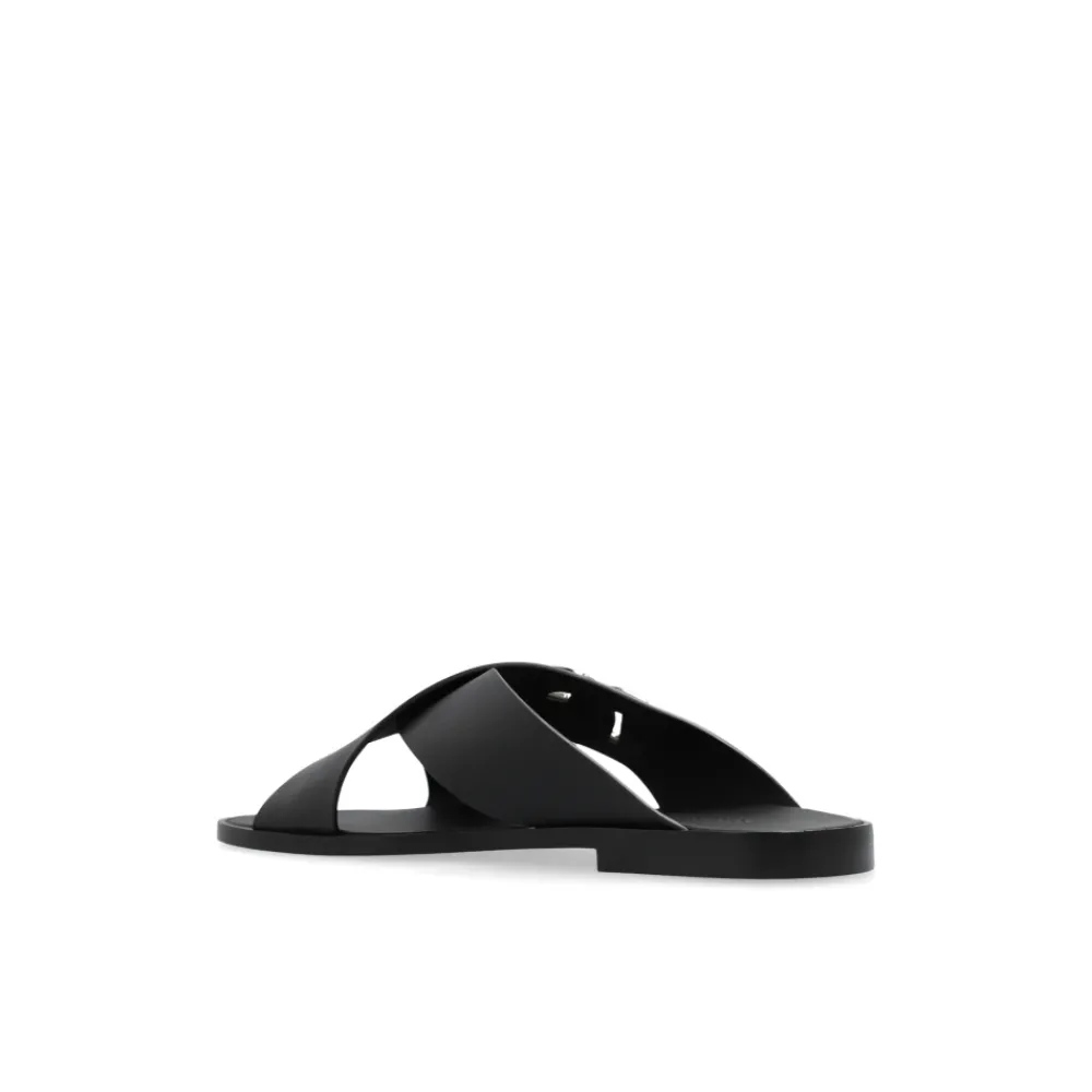 Heren Dolce & Gabbana Logo Kalfsleren Slippers