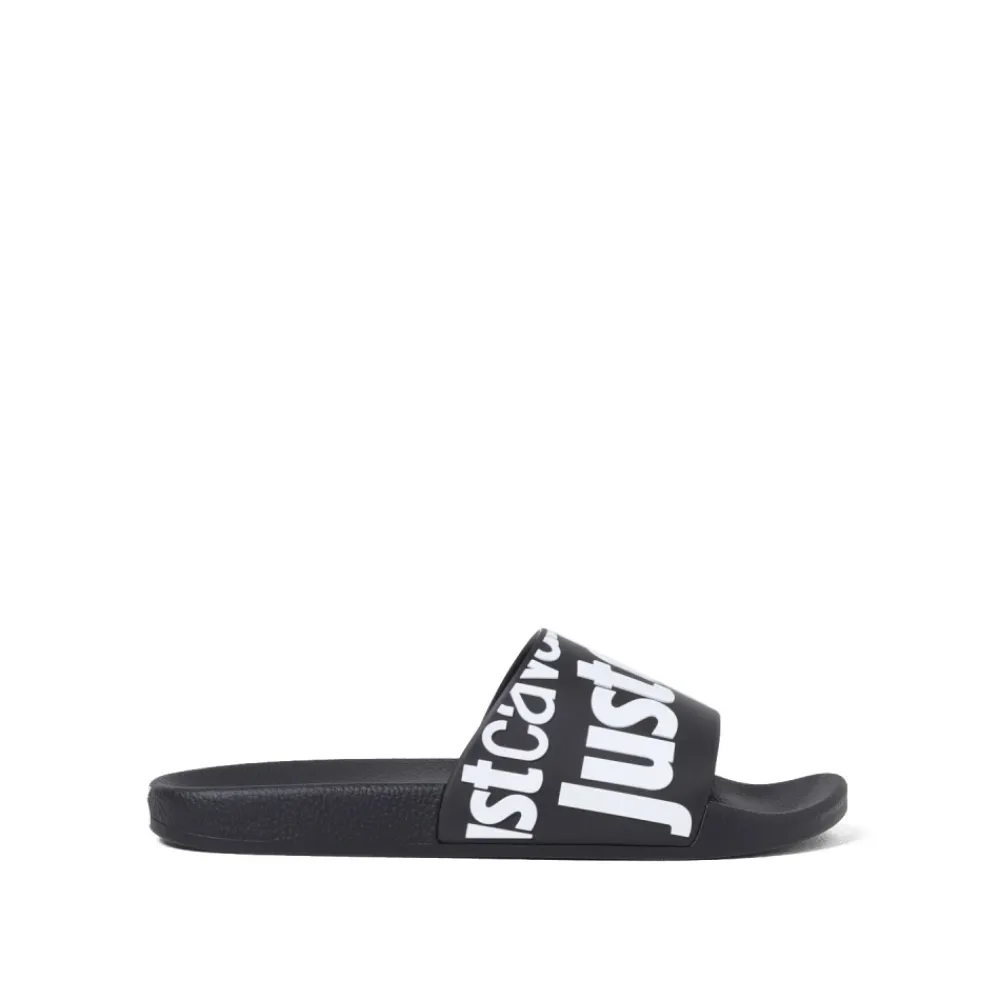 Heren Just Cavalli Slippers^Logo Pool Slide in /Wit