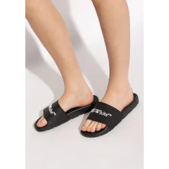 DAMES Off White Slippers^Logo slides