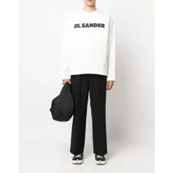 Heren Jil Sander Truien & Vesten^Logo-Print Katoenen Sweatshirt