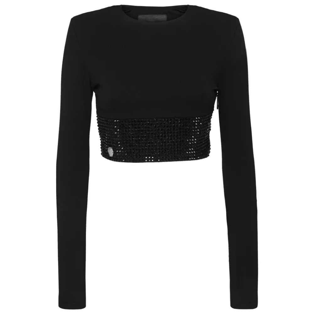 DAMES Philipp Plein Shirts^Longsleeve Top met Kristallen