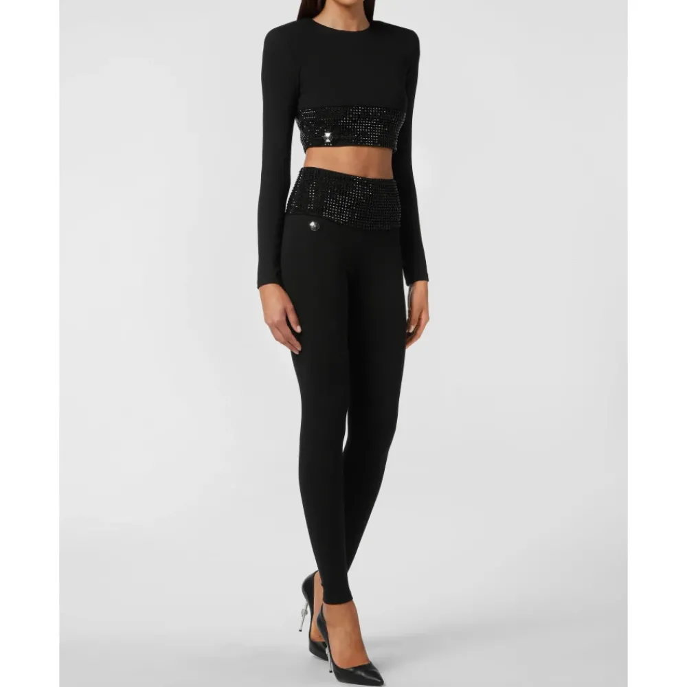 DAMES Philipp Plein Shirts^Longsleeve Top met Kristallen