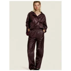 DAMES Alter Ego Broeken^Lucca Leren Broek Bordeaux