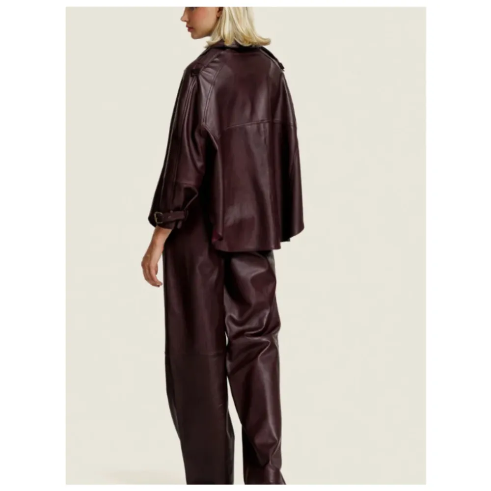 DAMES Alter Ego Broeken^Lucca Leren Broek Bordeaux