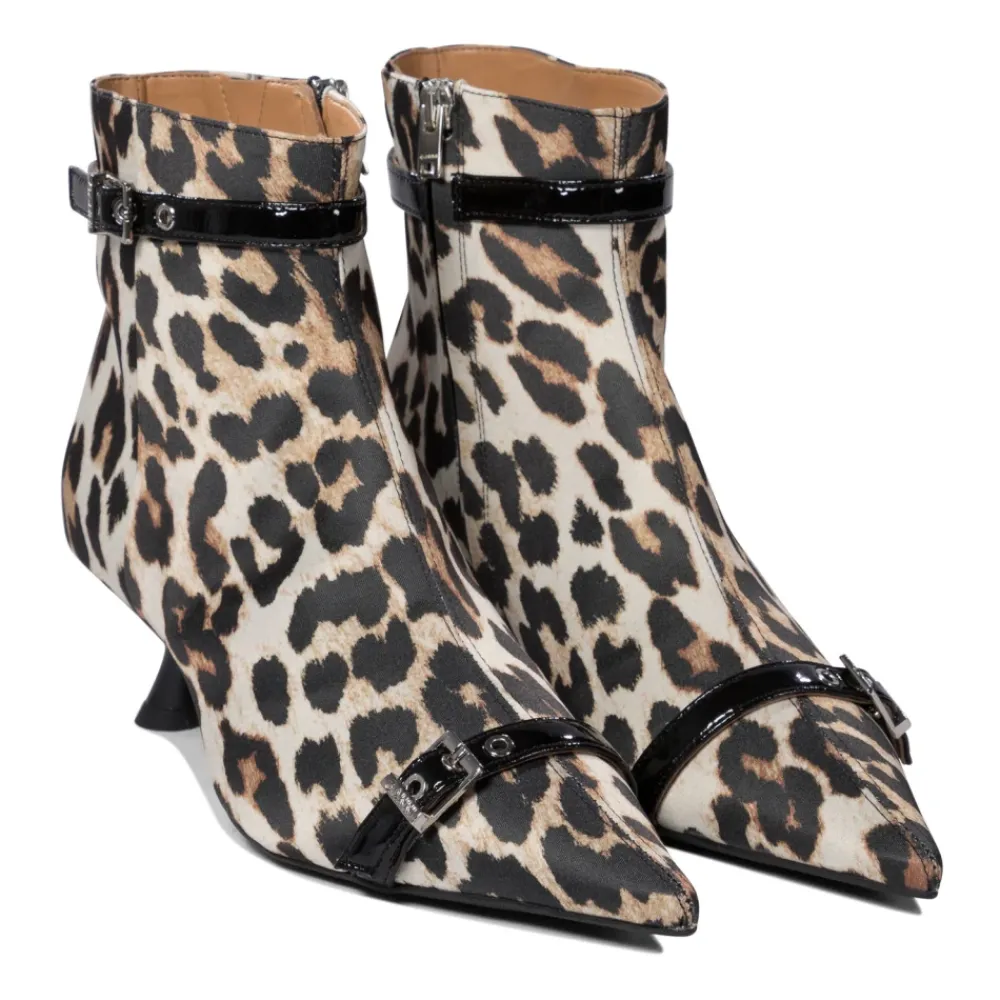 DAMES Ganni Luipaardprint Enkellaarzen