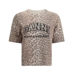 DAMES Ganni Luipaardprint Korte Mouw Sweater