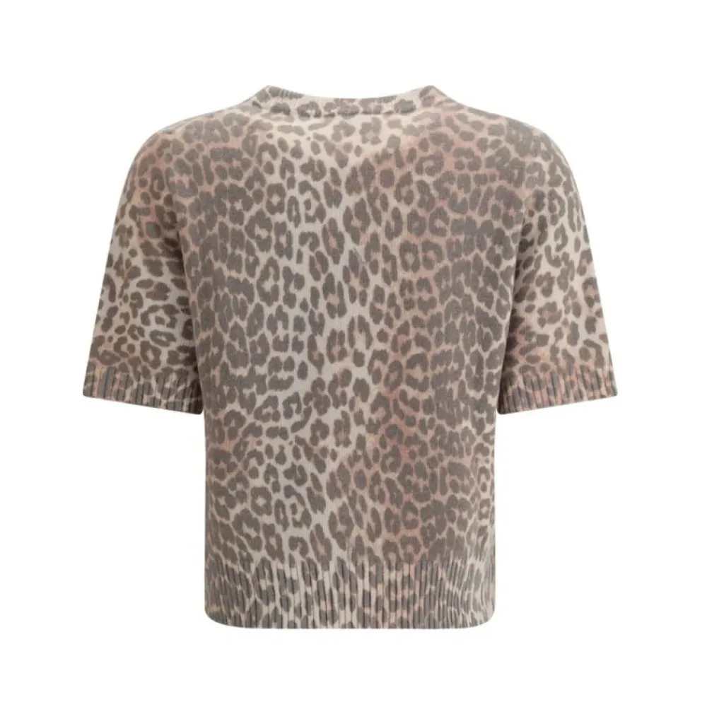 DAMES Ganni Luipaardprint Korte Mouw Sweater