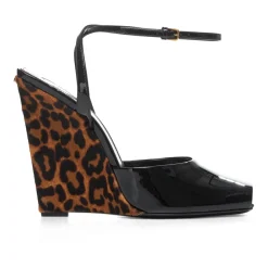 DAMES Saint Laurent Sleehakken^Luipaardprint Sleehak Sandalen