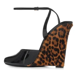 DAMES Saint Laurent Sleehakken^Luipaardprint Sleehak Sandalen