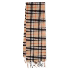 Burberry Sjaals^Luxe Beige Cashmere Sjaal met Franjes