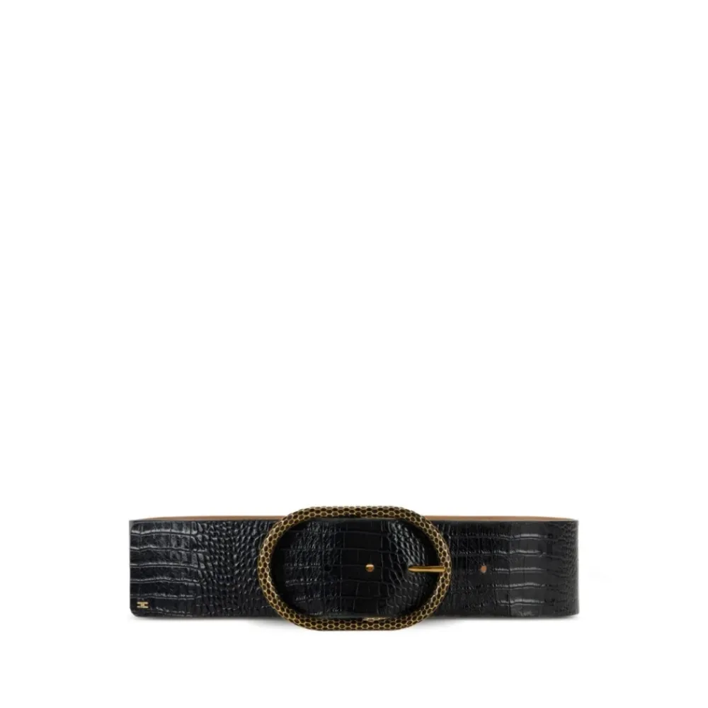 DAMES Elisabetta Franchi Riemen^Luxe Leren Riem Nero