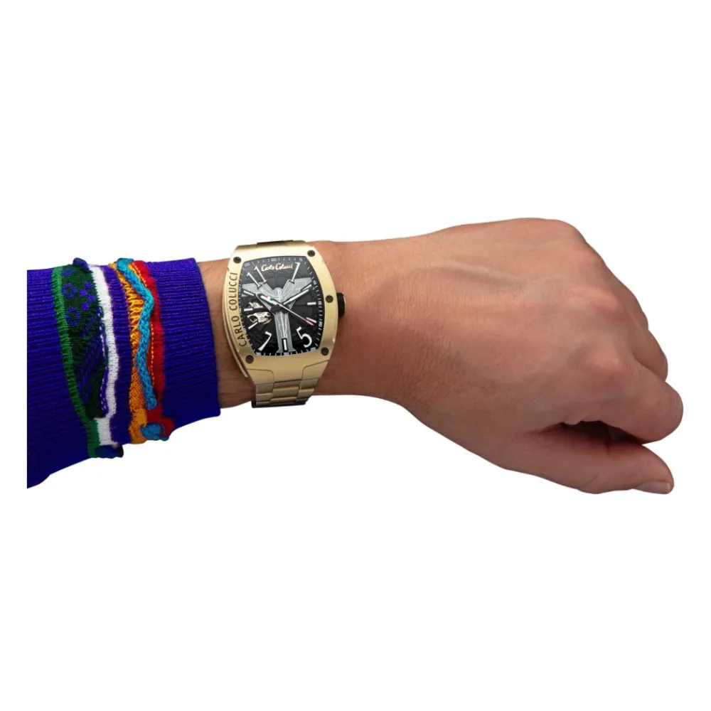 Heren Carlo Colucci Horloges^Luxe Roestvrijstalen Horloge met Vouwsluiting