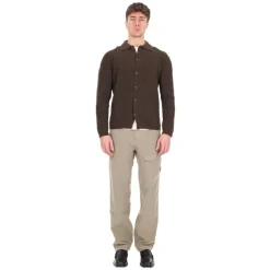 Heren Barba Maglia abbottonata con colletto camicia in lana a costine