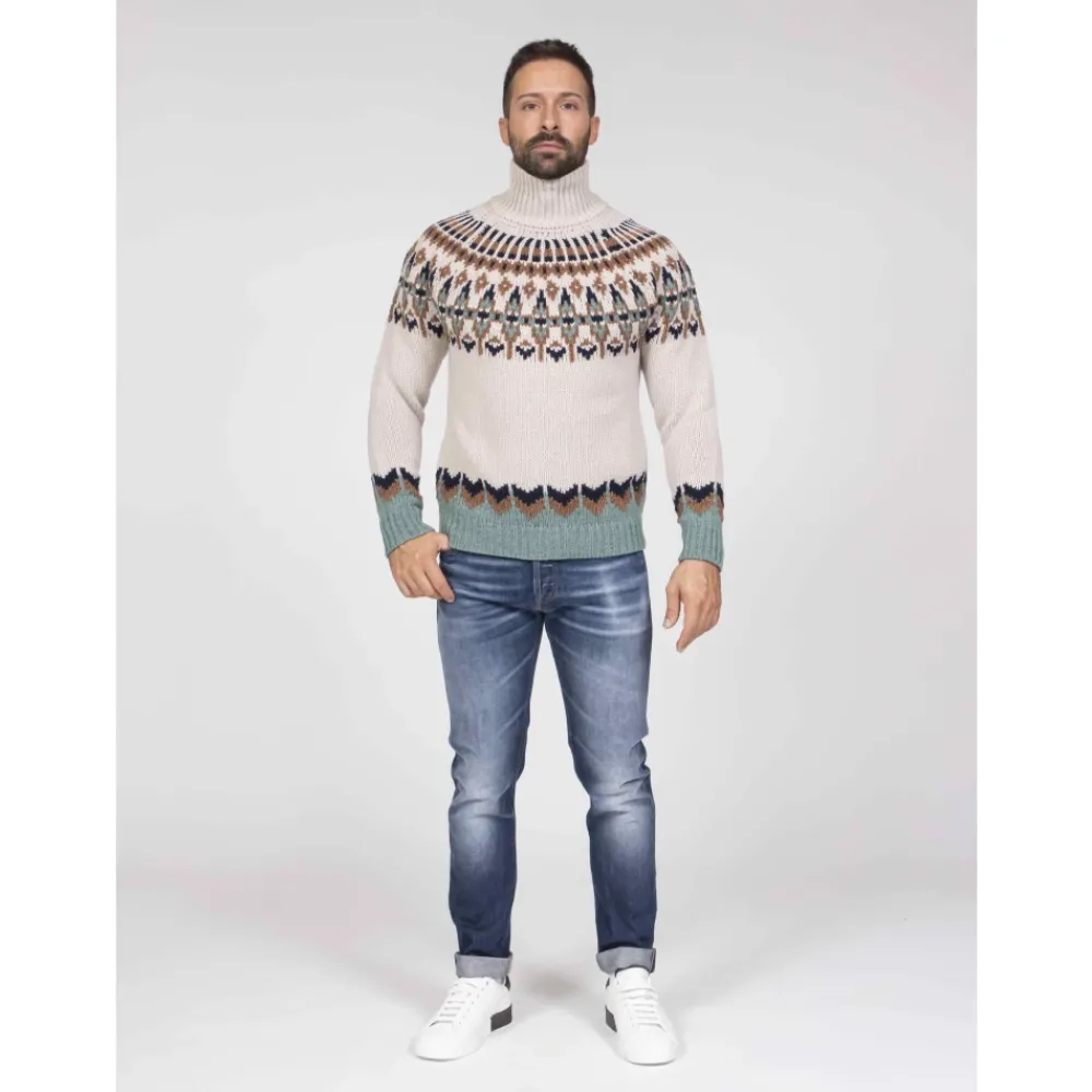 Heren Dondup Truien & Vesten^Maglia dolcevita regular in lana jacquard