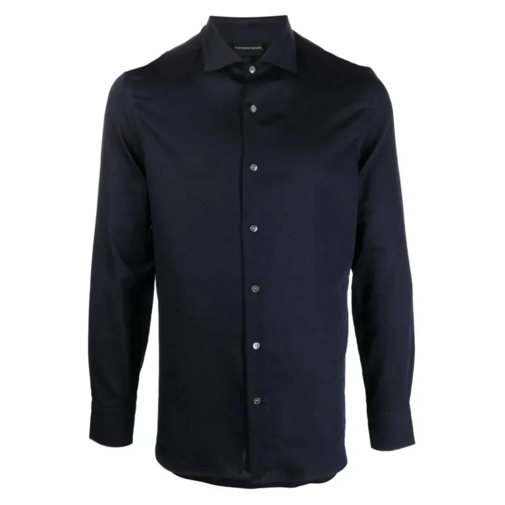 Heren Emporio Armani Overhemden^Marinee katoenen overhemd