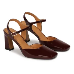 DAMES Kazar Pumps^Maroon gelakte semi-open pumps