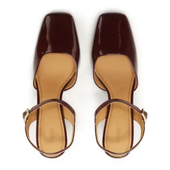 DAMES Kazar Pumps^Maroon gelakte semi-open pumps