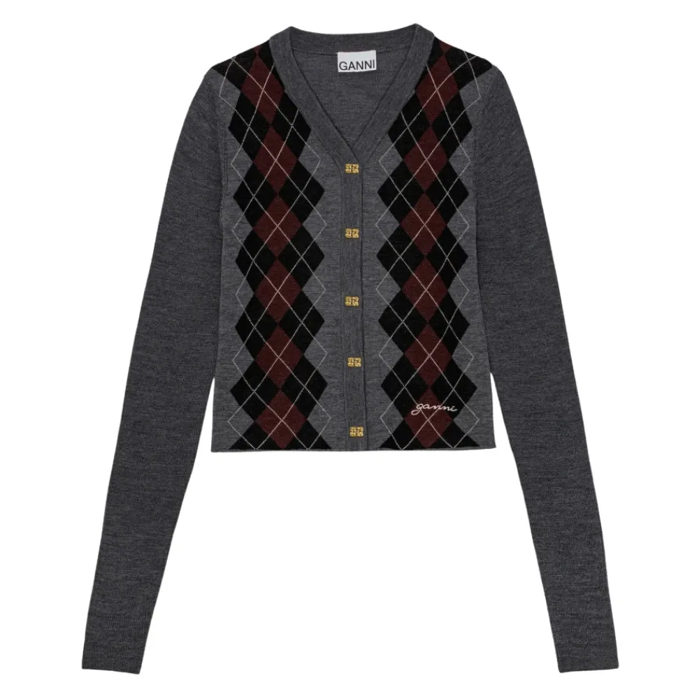 DAMES Ganni Merino Jacquard Cardigan