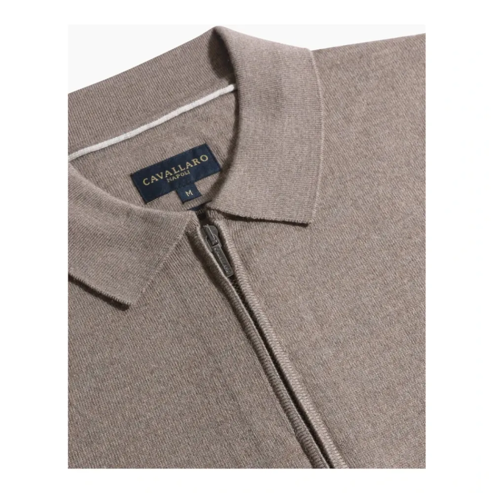 Heren Cavallaro Shirts^Merino Lange Mouw Zip Polo