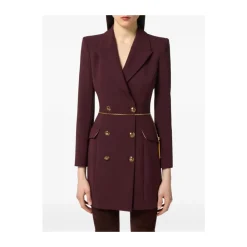 DAMES Elisabetta Franchi Merlot Crêpe Double-Breasted Jurk Ketting Riem