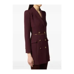 DAMES Elisabetta Franchi Merlot Crêpe Double-Breasted Jurk Ketting Riem