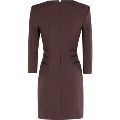DAMES Elisabetta Franchi Merlot Midi Jurk met Ritsdetail