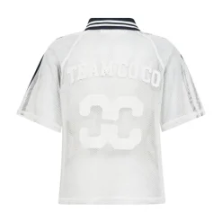 DAMES Co'Couture Mesh Polo Tee Korte Mouw Top