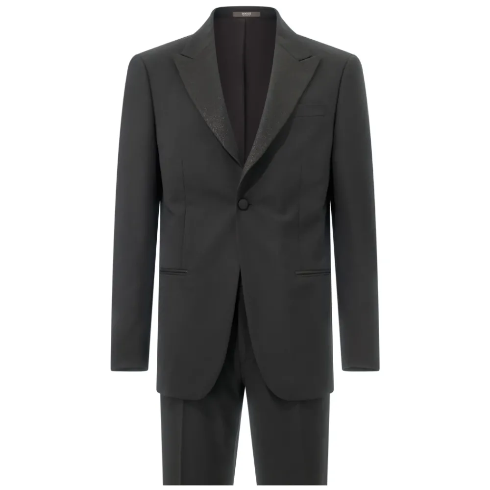 Heren Boggi Milano Kostuums^Micro Textured Suit in a Stretch Wool Blend
