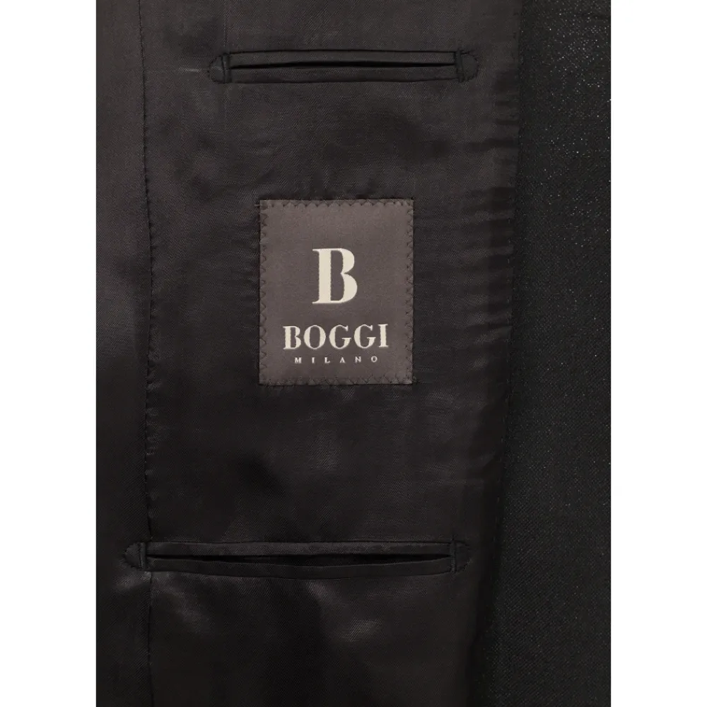 Heren Boggi Milano Kostuums^Micro Textured Suit in a Stretch Wool Blend
