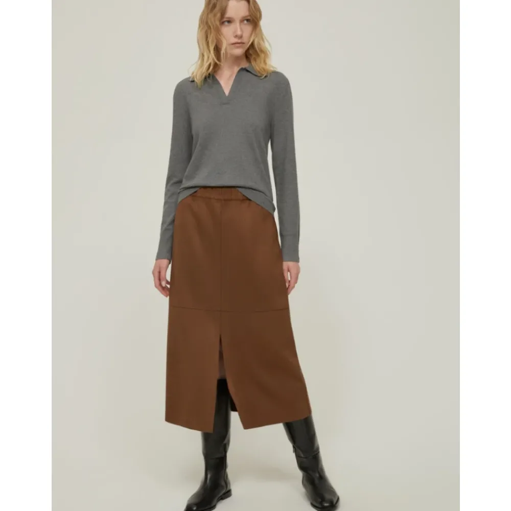 DAMES Pennyblack Rokken^Midi suède rok met elastaan