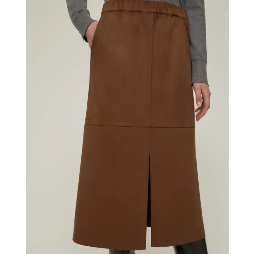 DAMES Pennyblack Rokken^Midi suède rok met elastaan